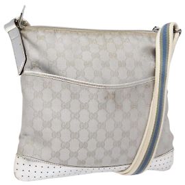 Gucci GG Canvas Sherry Line Schultertasche Silber 145857 Auth 133310