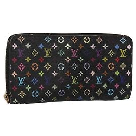 LANGE ZIPPY-GELDBÖRSE MONOGRAM MULTICOLOR LOUIS VUITTON SCHWARZ M60243 LV Auth BA4571