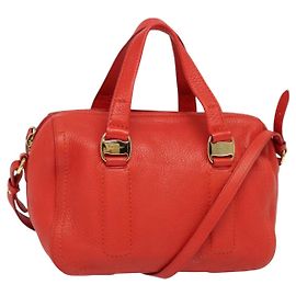Borsa a mano in pelle Salvatore Ferragamo Vala 2 in 1 Rossa Oro Auth 137172