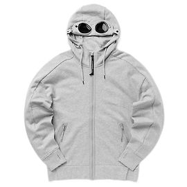 CP Company Diagonal Raised Fleece Goggle Zipped Hoodie Grau