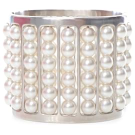 Bracciale largo in perle placcato argento Chanel