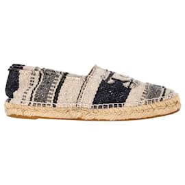 Espadrillas Chanel a punta a righe CC in tela multicolore