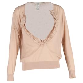 Chloé Ruffle Sweater in Pastel Pink Silk