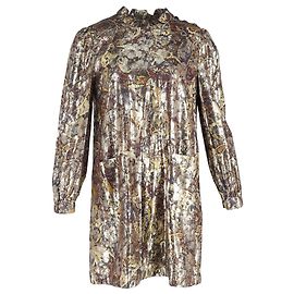 Ba&sh Chiba Printed Mini Dress in Gold Viscose