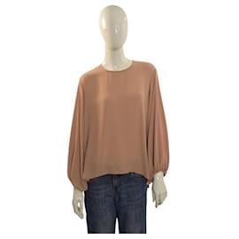 Autre Marque Blusa de manga abullonada Wildwood Nude – Diseño minimalista y fluido – Talla M