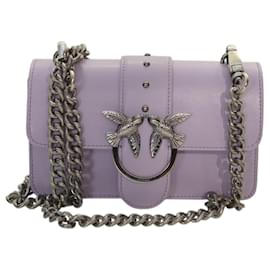 Sac Pinko Love One Mini C - Cuir lilas avec chaîne et boucle en forme d'oiseau