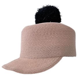 Cappello in canapa beige Eugenia Kim con pompon nero