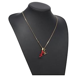COLLANA LOUIS VUITTON LVprinted Initials Corallo Metallo Oro M68903 Auth 132987M