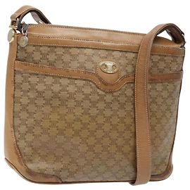 Céline Borsa a Spalla in Tela Macadam CELINE PVC Beige Oro Auth BA4269