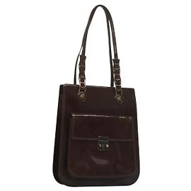 VERSACE Schultertasche Lackleder Schwarz Gold Auth BA4407
