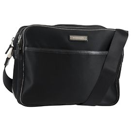BURBERRY Schultertasche aus schwarzem Nylon mit Silber authentisch bs28161