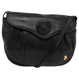 BALLY Borsa a Spalla in Pelle Nera e Oro Auth BA4829
