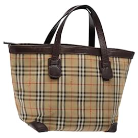 Autre Marque Borsa a mano in tela beige con motivo Nova Check di Burberrys, argento autentico BA4286