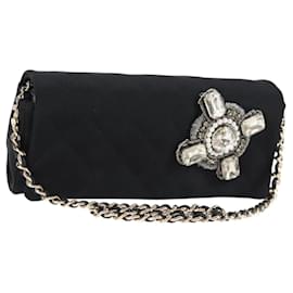 CHANEL Matelasse Chain Shoulder Bag Nylon Black CC Auth 129738V