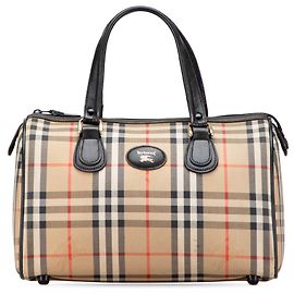 Bolsa Boston Burberry em lona bege Haymarket Check