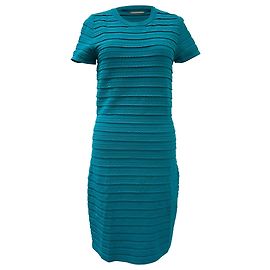 Vestido Mini de Rayas con Volantes en Viscosa Turquesa de Michael Kors