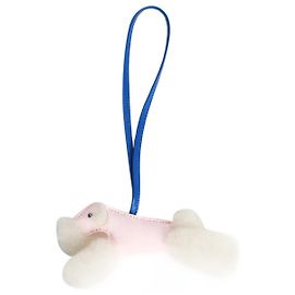 Hermès Budy Fox Terrier Charm Rosa Merinowolle und Lammleder