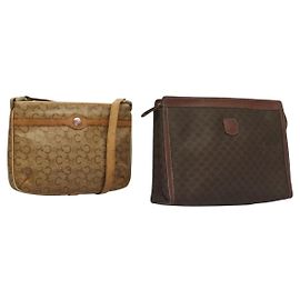 Céline Borsa a Spalla CELINE Macadam Canvas C Sulky 2Set Beige Marrone Auth ti3152