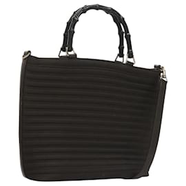 Borsa a mano GUCCI in bambù nylon e pelle 2 in 1 marrone argento 000 1998 0588 Auth bs28273
