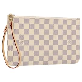 LOUIS VUITTON Pochette Neverfull MM Damier Azur LV Auth BA4707