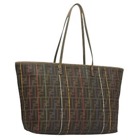 Borsa tote in tela Zucca FENDI marrone nero Auth 136151