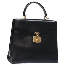 Borsa a mano GUCCI in pelle blu navy e oro 000 1274 0192 Auth ep10091