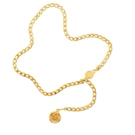 CHANEL - Verstellbarer Medaillon-Kettengürtel Chanel aus vintage-goldfarbenem Metall