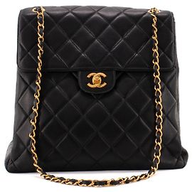 CHANEL - Borsa a Spalla Double Face Chanel in Pelle Liscia Nera Vintage
