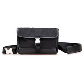 Marsupio in nylon e pelle nera Prada