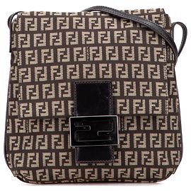 Borsa a tracolla in tela Zucchino marrone Fendi