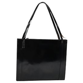 Borsa a spalla GUCCI in pelle verniciata nera argento Auth sw1231