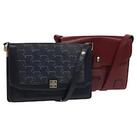 Borsa a spalla GIVENCHY Barry in pelle 2 pezzi Blu Navy Bordeaux Auth ar13745 - Givenchy