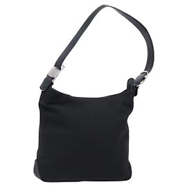 Borsa a Spalla Vala Salvatore Ferragamo in Tela e Pelle Nera Argento Autentica bs28513