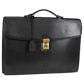 LOEWE Borsa da Ufficio Anagramma Pelle Nera Oro Auth bs28298