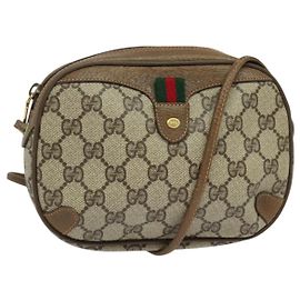 Borsa Sherry Line GG Supreme Web di GUCCI in PVC beige e oro 89 02 066 Auth 136671
