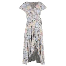 Vestido Midi de Crepé con Encaje Maje Ritelle en Estampado Floral de Poliéster