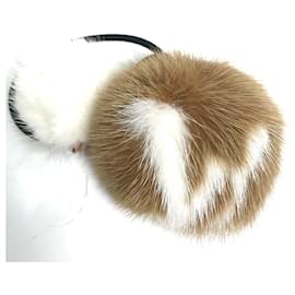 Elastico per capelli in pelliccia marrone e bianca Louis Vuitton