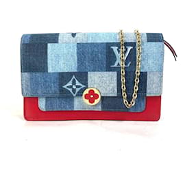 Portafoglio a Catena Flore in Denim Monogram Louis Vuitton