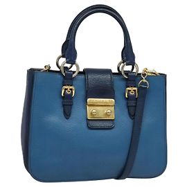 Borsa Miu Miu in pelle 2 in 1 blu oro Auth 133346