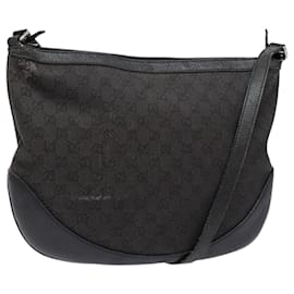 Borsa a Spalla GG Canvas Gucci Nera Argento 272380 Auth sw1237