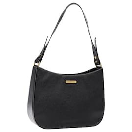 Autre Marque Burberrys Schultertasche aus Leder Schwarz Gold Auth BA4394
