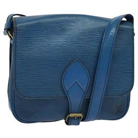 LOUIS VUITTON Epi Cartouchiere MM Shoulder Bag Blue M52245 LV Auth 136712