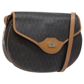 Borsa a Spalla in Tela Honeycomb PVC Nera e Dorata Auth BA4382 Christian Dior