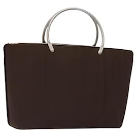 CHANEL Borsa a mano in nylon marrone argento CC Auth bs28458