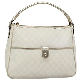Gucci Borsa GG Supreme in PVC bianco e oro 189898 Auth 135379