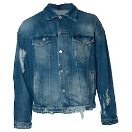 Autre Marque Rocky-Jacke ohne Fell im Vintage-Blau Rolling Stones