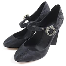Pumps aus Polyester und Seide mit Blumenstickerei und Kristallschnalle von Dolce&Gabbana - Dolce & Gabbana
