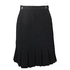 Falda plisada de lana y nylon Chanel