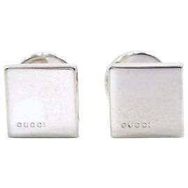 Gucci Quadrat-Logo Silber 925 Manschettenknöpfe