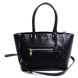Borsa a mano 2 in 1 in pelle di vitello Prada
